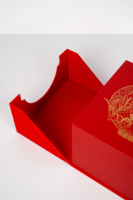Coffret cadeau rigide rouge et sac à main assorti avec impression lanterne chinoise dorée, kit d'emballage de vacances recyclable avec logo personnalisé