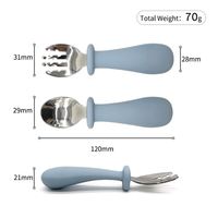 Vente en gros de vaisselle douce pour enfants, fourchette et cuillère en silicone pour bébé, sensible à la chaleur