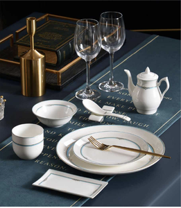 High Quality White Dinner Plates Wedding Occasion White Scenic Pattern Bone China <b>Dinnerware</b> Set - Product Image 2