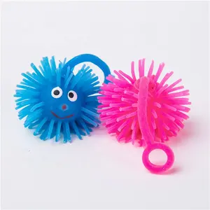 Factory direct sales flashing led light spiky yoyo puffer ball hairy mini