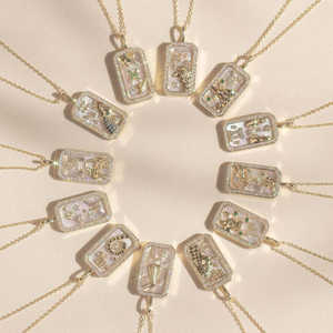 Trendy 12 Zodiac Signs Necklace with Gold-Plated Brass Diamond <strong>Colorful</strong> Zirconia Birthstone Oil Drop Jewelry on a <strong>Link</strong> <strong>Chain</strong> - Product Image 2