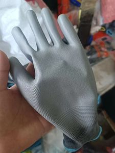 Guantes DE TRABAJO antideslizantes 4131 EN388 de alta calidad, 13G, poliéster, poliuretano, recubierto de Palma, nailon, gris, <span class=keywords><strong>PU</strong></span>, guantes de trabajo de jardinería - Product Image 2