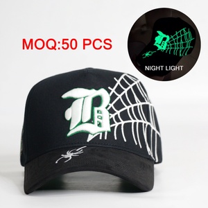 Gorra de Béisbol Snapback de 5 Paneles de Alta Calidad ODM OEM con Bordado 3D Luminoso de Telaraña, Gorra de Gamuza - Product Image 2