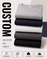 T-shirt en coton épais personnalisé avec logo pour homme, coupe décontractée, ample et carrée, vente en gros