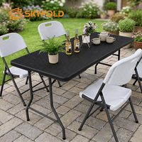 Tables de pique-nique et de jardin portables en plastique HDPE de 180 cm/6 pieds, modernes et faciles à plier, pour l'extérieur et la salle à manger – Vente chaude