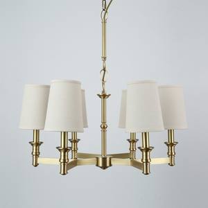 Lámpara de Techo Colgante LED de Cobre Minimalista Personalizada, con Tela Dorada y Acabado en Latón Antiguo, para Comedor, Cocina y Techos Altos - Product Image 1