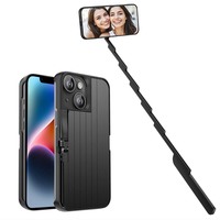 Étui pour iPhone avec perche à selfie, coque de protection intégrée rétractable 3 en 1 portable pour la prise de vue en selfie, le vlogging et le streaming en direct