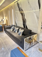 Canapé d'angle de style italien haut de gamme en acier inoxydable, léger, modulaire de luxe pour plusieurs personnes, ensemble de salon pour villa
