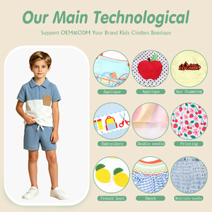 Ensemble de vêtements tendance pour petits garçons, t-shirt polo contrasté, short de jogging, tissu élastique confortable, vêtements pour enfants - Product Image 3
