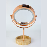 Miroir de salle de bain cosmétique rond sur pied, rotatif à 360 degrés, avec éclairage LED et rangement, design moderne en forme de rose, pour vente en gros OEM