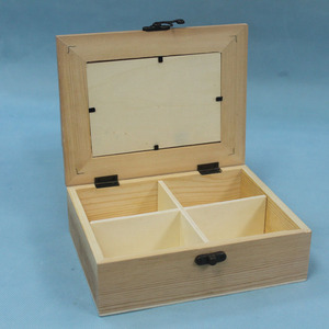 Scatola Portaoggetti <span class=keywords><strong>Rustica</strong></span> in Legno di Pino Lucidato con Coperchio a Cerniera e Cornice per Foto - Product Image 4
