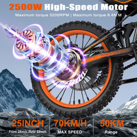 Batterie au lithium KAMAS 60V 27Ah, moto électrique tout-terrain pour adultes de taille normale, 2500W, vitesse maximale de 70 km/h et absorption des chocs