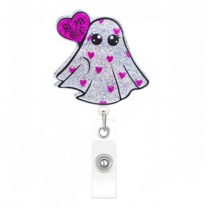 Nouveau style tendance : Porte-badge créatif rétractable en acrylique pailleté, avec boucle DIY et clip pour carte de poitrine - Product Image 5