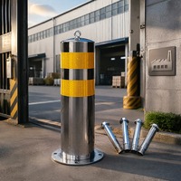 Bolardo Reflectante de Acero Inoxidable Anticolisión, Barrera de Seguridad para Carreteras Urbanas y Protección de Advertencia en Estacionamientos