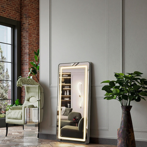 Các Nhà Sản Xuất Bán Buôn Tường Tóc Salon <span class=keywords><strong>LED</strong></span> Phòng Ngủ Mặc Quần Áo Với Ánh Sáng Chiều Dài Vanity Đứng Lên Vanity Đầy Đủ Cơ Thể Sàn Gương - Product Image 3