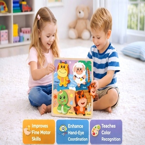 Деревянная развивающая игрушка Монтессори «Четыре в одном»: головоломка «Драконы, змеи, лошади и овцы» для совместного обучения родителей и детей - Product Image 2