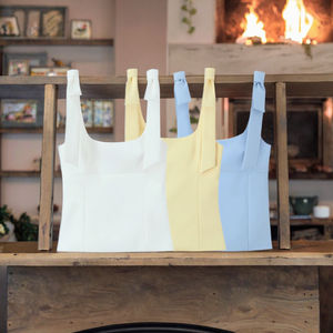 Nouveaux débardeurs chic et vintage pour femme, style décontracté, tricotés, dos nu, à nouer avec ruban, avec logo frontal, pour le printemps - Product Image 2