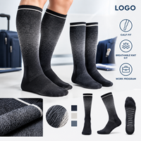 Chaussettes de compression graduée pour mollets, idéales pour le voyage, noires et ivoire, en Spandex et Nylon, avec manchette de soutien graduée et ajustement du bout du pied