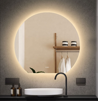 Miroir de bain moderne Miroir demi-lune pour salon Miroir mural rond Miroir intelligent à led