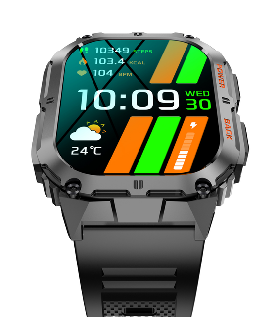 K61Pro New Smart Outdoor Activity Watch Square AMOLED Magnetic Compass Dial Answer Calls IP68 Waterproof 5-10 Days Battery Life