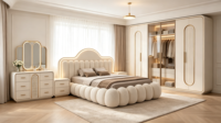 Ensemble de chambre à coucher Royal Mirror italien complet turc moderne pour lit Queen et King Size, et mobilier de chambre à coucher moderne de luxe sur mesure pour hôtel