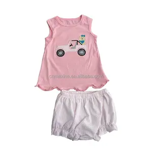 Set pakaian bayi perempuan manis keluaran baru 2024 Applique katun rajut set pakaian bayi perempuan