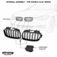 Calandre avant double lamelles noires brillantes en ABS avec LED blanches, compatible avec BMW Série 3 F30 F31 2012-2018 avec faisceau de câblage