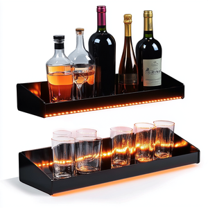 Fábrica al por mayor 2 niveles LED Iluminado Botella de licor Acrílico Whisky Rack Stand solo para exhibición - Product Image 3