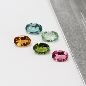 Tormalina Naturale Colorata a Forma Ovale Cabochon 6x4mm, <span class=keywords><strong>Pietre</strong></span> Sciolte Lucidate con Brillante Fiamma, Cristallo Trasparente per Gioielli - Product Image 1