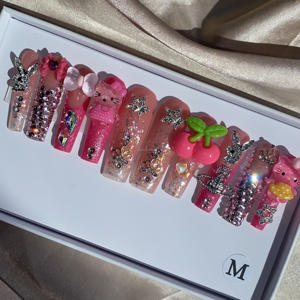 Venta caliente 3D flor <span class=keywords><strong>de</strong></span> cerezo hecho a mano prensa en las <span class=keywords><strong>uñas</strong></span> <span class=keywords><strong>precio</strong></span> al por mayor alta calidad 10 Uds <span class=keywords><strong>uñas</strong></span> <span class=keywords><strong>postizas</strong></span> para decoración <span class=keywords><strong>de</strong></span> <span class=keywords><strong>uñas</strong></span> - Product Image 1