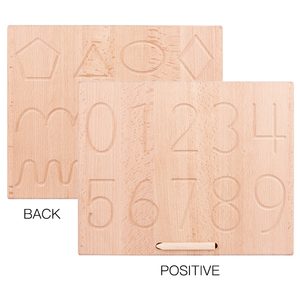 Juguete educativo de madera para niños, Material de enseñanza Montessori, aprendizaje de <span class=keywords><strong>idiomas</strong></span>, tablero de trazado de madera con alfabeto de doble cara - Product Image 2