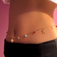 Bikini d'été à la mode, plaqué or 18k, coquille, breloque, perles de taille, chaîne de taille, perles pour femmes, chaîne de ventre, bijoux pour femmes