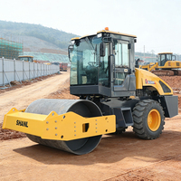 Rouleau compresseur vibrant à tambour unique de 6 tonnes avec cabine fermée, compacteur hydraulique pour sols et asphalte, engin de construction routière