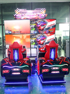 Machine de simulation de course d'arcade en vente chaude, équipement de jeu de conduite commercial, volant en métal, siège, système de mouvement, double écran - Product Image 4