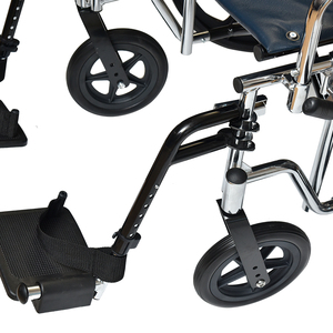 Silla de ruedas bariátrica de acero cromado para trabajo pesado con reposapiés oscilante, asiento ancho de 22 pulgadas, capacidad de 500 libras, color negro - Product Image 4