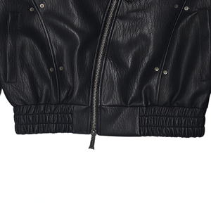 جاكيت رجالي شتوي منفوخ من الجلد، مقاوم للماء والرياح، بسحاب مائل وياقة قائمة وأكمام منحنية، قابل للتخصيص - Product Image 6