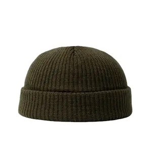 H100 cappelli lavorati a maglia per donna papalina da uomo inverno retrò senza tesa larga berretto di melone polsino Docker berretto da pescatore berretto