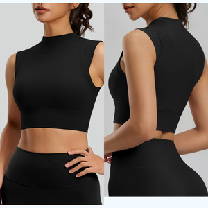 Petit débardeur de sport respirant à col montant, haute élasticité, antichoc, maintien élevé, pour le yoga et l'entraînement - Product Image 6