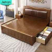Muebles de dormitorio contemporáneos, marco de cama de tamaño king y queen de madera con almacenamiento, fabricante de China, 2021