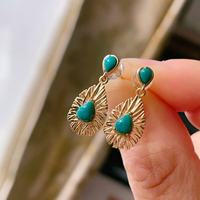 Boucles d'oreilles en pierre naturelle turquoise en gros avec cristaux en argent S925, artisanat de haute qualité, pierres précieuses pour cadeaux de bijoux