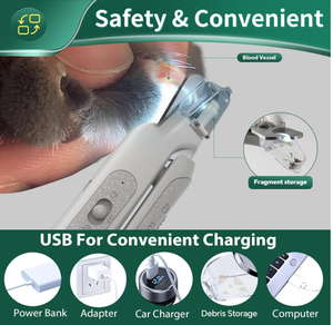 Coupe-ongles électrique portable pour animaux de compagnie 2-en-1, coupe-ongles et lime à ongles avec recharge USB - Product Image 6