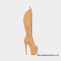 Bottes de danse sexy pour femme, hiver, plateforme haute, imperméables, respirantes, doublure en peluche, pour boîte de nuit, pole dance, 20 cm, avec genouillères, transfrontalières