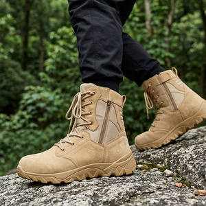 Botas tácticas ligeras de gamuza color canela DSF86 con cremallera interior, impermeables, para todas las estaciones, para exteriores. - Product Image 3
