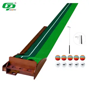 完美高尔夫训练套装推杆绿色便携式高尔夫教练练习推杆垫带彩盒自动回球系统