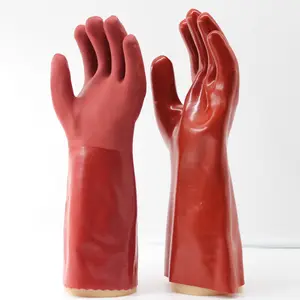 Suncend extra heavy duty mining industrial used chemical resistant red PVC coated gloves