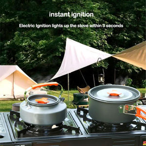 Cuisinière à gaz portable à 2 brûleurs avec allumage électrique, acier inoxydable prend en charge le <span class=keywords><strong>butane</strong></span> <span class=keywords><strong>ou</strong></span> le GPL pour <span class=keywords><strong>camping</strong></span> en plein air RV - Product Image 4