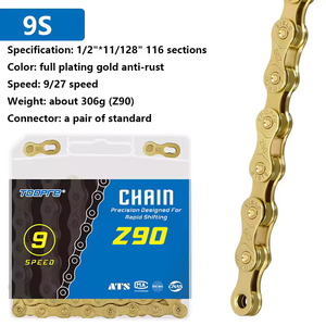 <span class=keywords><strong>Cadena</strong></span> de Bicicleta TOOPRE de 6 7 8 9 10 11 12 Velocidades para Bicicleta de Montaña y Carretera, Acero al Carbono, Velocidad Variable, <span class=keywords><strong>Cadena</strong></span> <span class=keywords><strong>Dorada</strong></span>, Recubrimiento Completo Antioxidante, 116L - Product Image 3