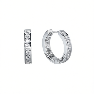 Orecchini a Cerchio Dorati Mialeda con Diamanti Incastonati, Classici per l'Uso Quotidiano Femminile - Product Image 1