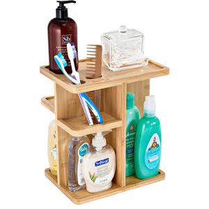 Bamboo Cosmetic Storage Rack 4 Layers Rectangular Freestanding <b>Desktop</b> Organizer For Bathroom <b>Shelves</b> - Product Image 5