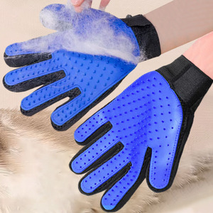 Guantes de aseo para mascotas, silicona azul, para perros, gatos, eliminación de pelo, masaje, baño - Product Image 3